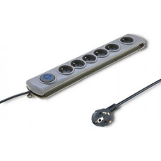Qoltec Swift power strip surge protector 6 sockets 3 m gray (50166)
