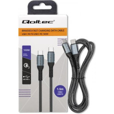 Qoltec USB-C - USB-C 1.5 m USB cable Black and white (52358)