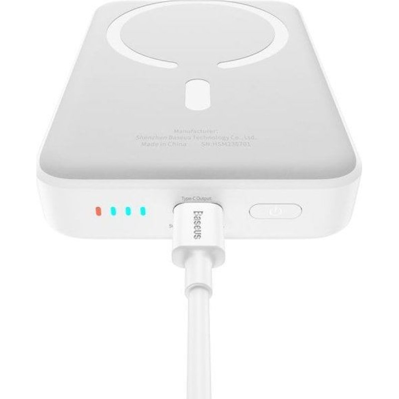 Baseus Powerbank Baseus OS-Baseus Magnetic Mini Air Wireless Fast Charge Power Bank 10000mAh 20W Stellar White（With Simple Charging Cable Type-C to Type-C (20V/3A) 30cm White)