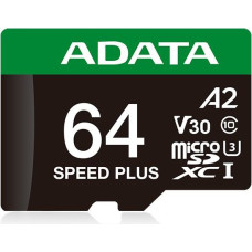 Adata Speed Plus MicroSDXC 64 GB Class 3 UHS-I/U3 A2 V30 card (UD64GUI3V30A2SP-RA1)