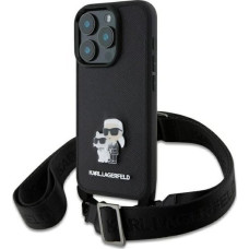 Karl Lagerfeld KLHCP16XSAKCPBK iPhone 16 Pro Max 6.9" black/black hardcase Saffiano Karl&Choupette Metal Pin CBDY Strap