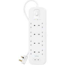 Belkin Listwa zasilająca Belkin Listwa przeciwprzepięciowa SurgePlus 8xFR 2xUSB-C 900J 2M