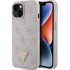 Guess GUHCP15SP4TDPP iPhone 15 6.1" pink/pink hardcase Leather 4G Triangle Strass