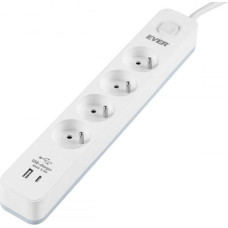 Ever Proect 4PL 1A1C USB 1.5m surge protector power strip white