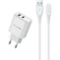 Awei Charg. network charger. PD81L-EU 22.5W + USB + Lightning cable white/white GaN