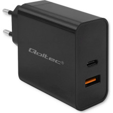 Qoltec Super Quick PD Charger | 1xUSB-C | 1xUSB | 65W | 5-20V | 1.5-3.25A | Black