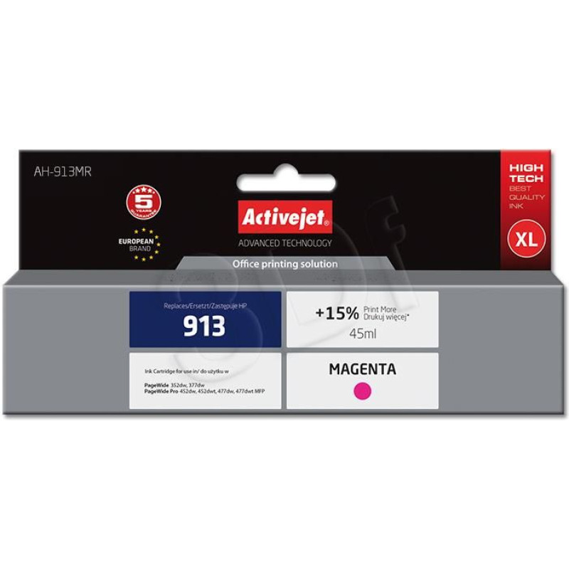 Activejet AH-913MR / HP 913 F6T78AE Ink (Magenta)