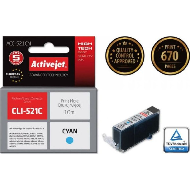 Activejet Tusz Activejet zamiennik Canon CLI-521C/ACC-521CN