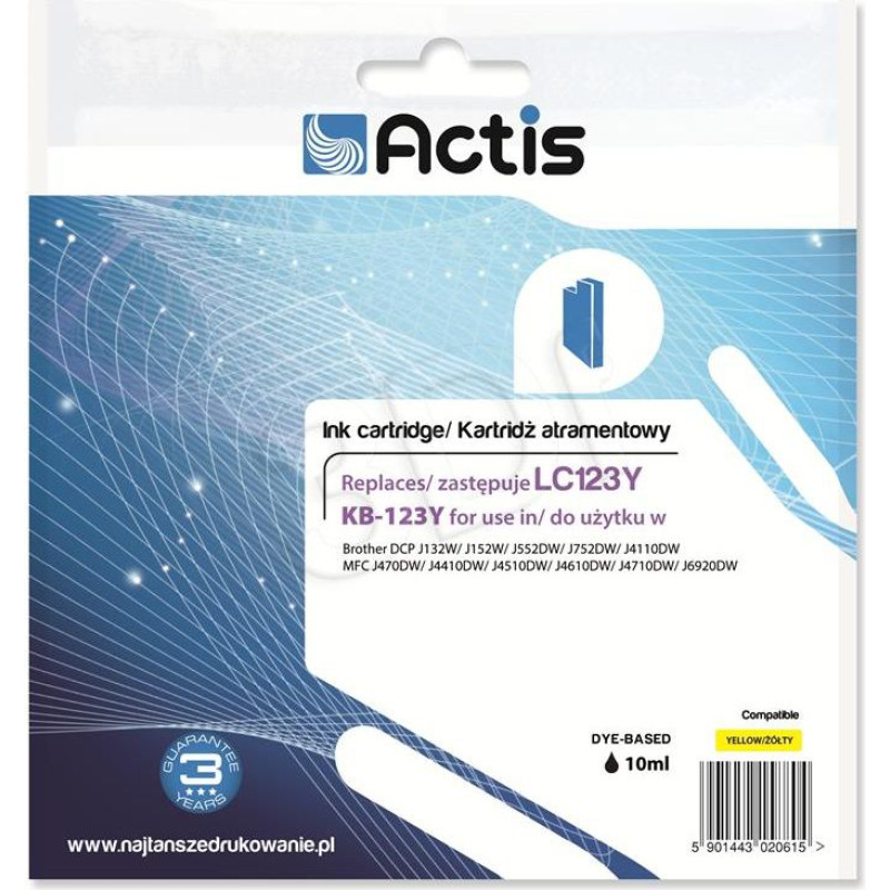 Actis KB-123Y / LC123Y (yellow) ink.