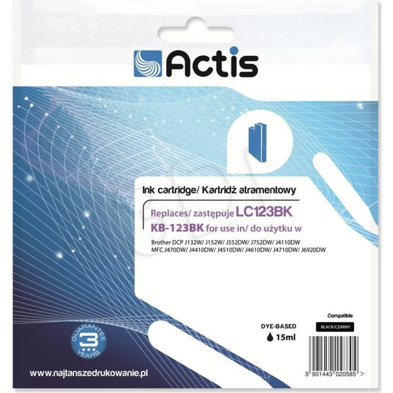 Actis KB-123BK / LC123Bk ink (black)