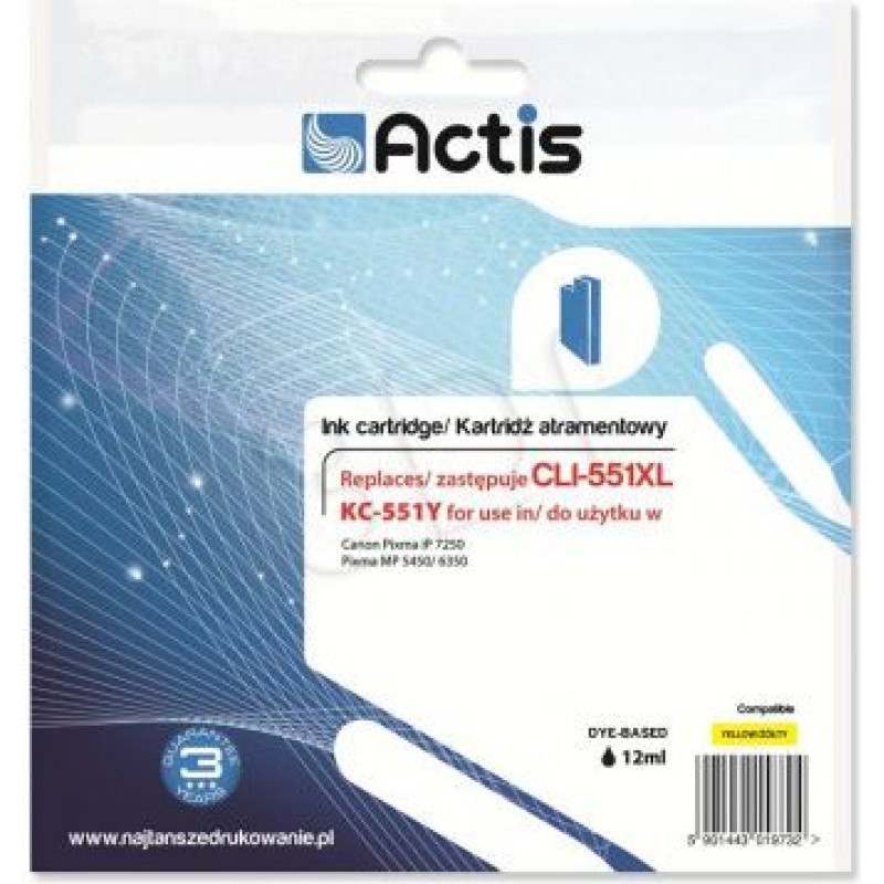 Actis KC-551Y Ink (Canon CLI-551Y)