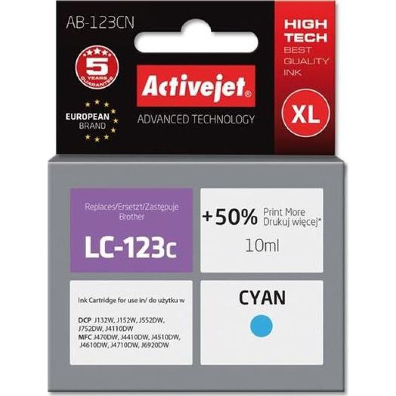 Activejet AB-123CN / LC123C / LC125C ink (cyan)