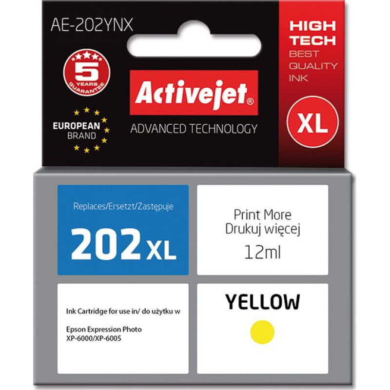 Activejet AE-202YNX Yellow Supreme Ink (202XL H44010)