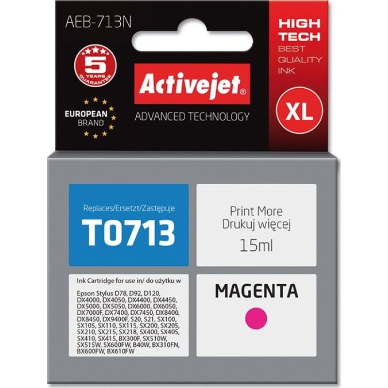 Activejet AEB-713N Ink (replacement Epson T0713, T0893, T1003; Supreme; 15 ml; red)