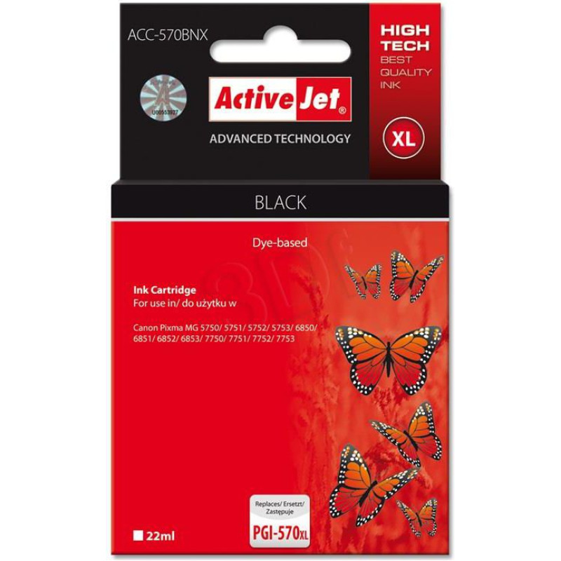Activejet Tusz Activejet tusz do drukarki Canon Supreme/ chip ACC-570BNX czarny