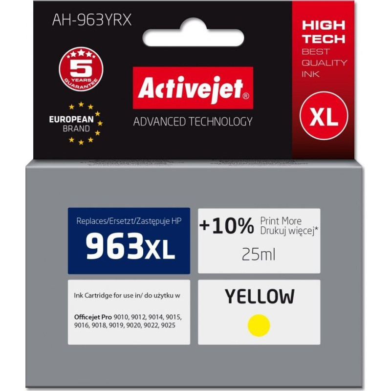 Activejet AH-963YRX Ink (HP 963XL 3JA29AE replacement; Premium; 1760 pages; yellow)
