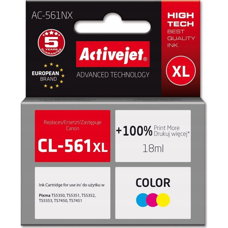 Activejet AC-561NX Ink (Canon CL-561XL replacement; Supreme; 18 ml; Color)