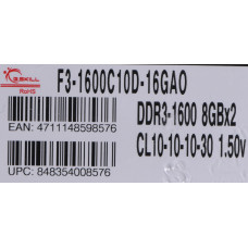 G.skill Pamięć G.Skill Ares, DDR3, 16 GB, 1600MHz, CL10 (F3-1600C10D-16GAO)