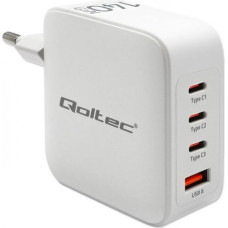 Qoltec GaN 140W charger 5V 20V 2.5A 5A,3xUSB C PD,1xUS