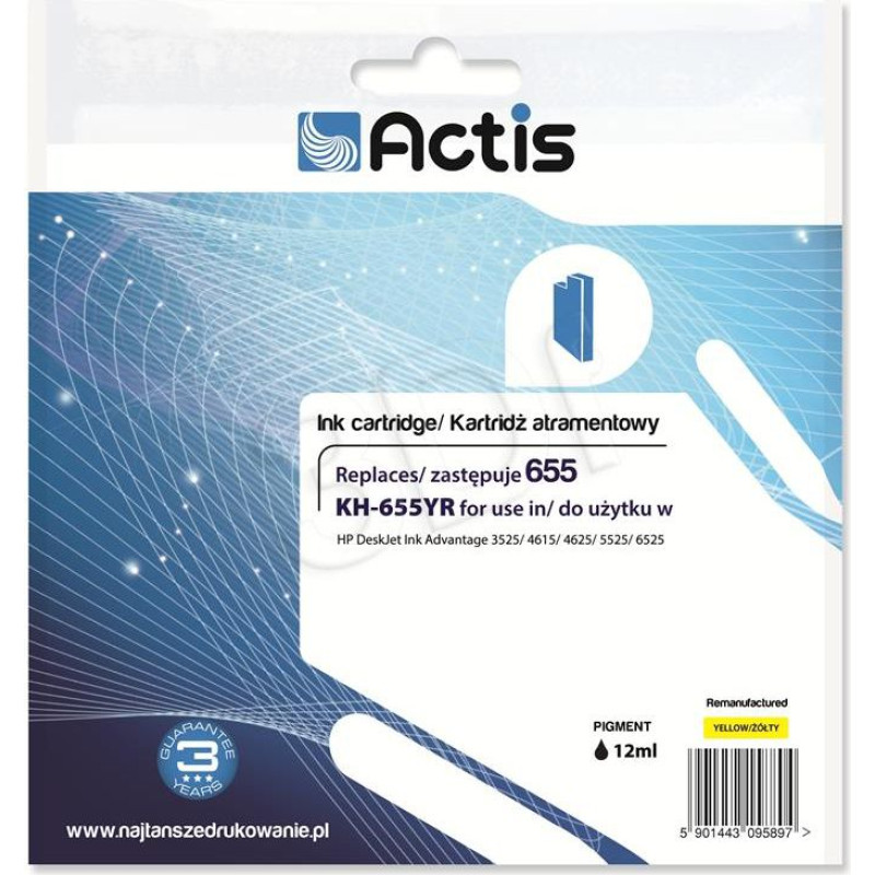 Actis KH-655YR Ink (HP No. 655 CZ112AE) Yellow